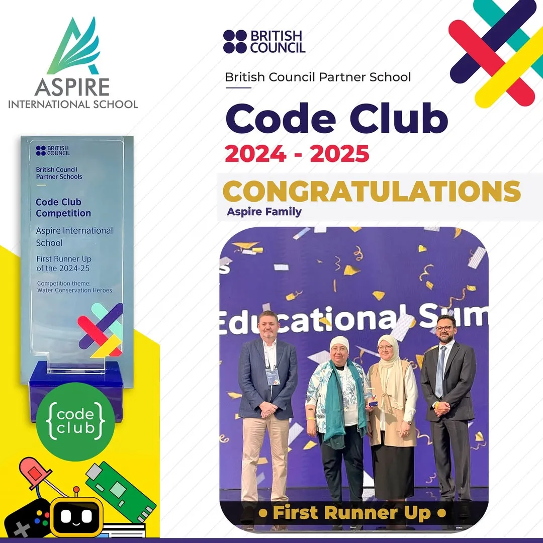 Aspire International School student coding team, First Runner-Up at the British Council Code Club Competition