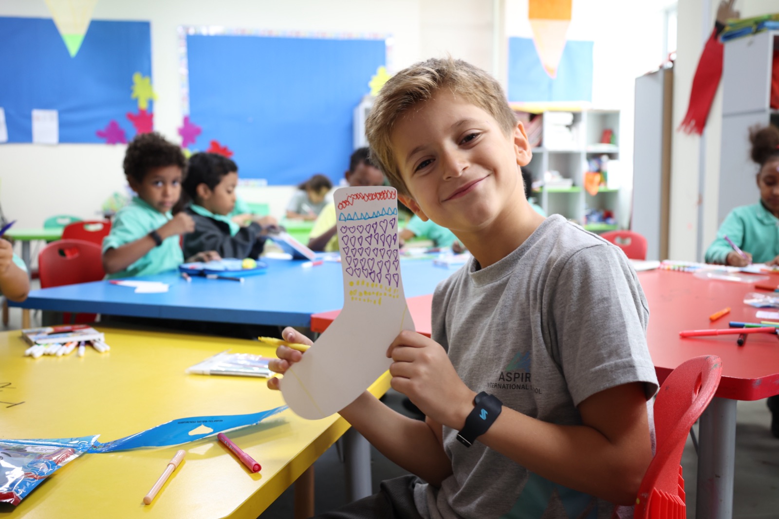 Students in a classroom community activity
