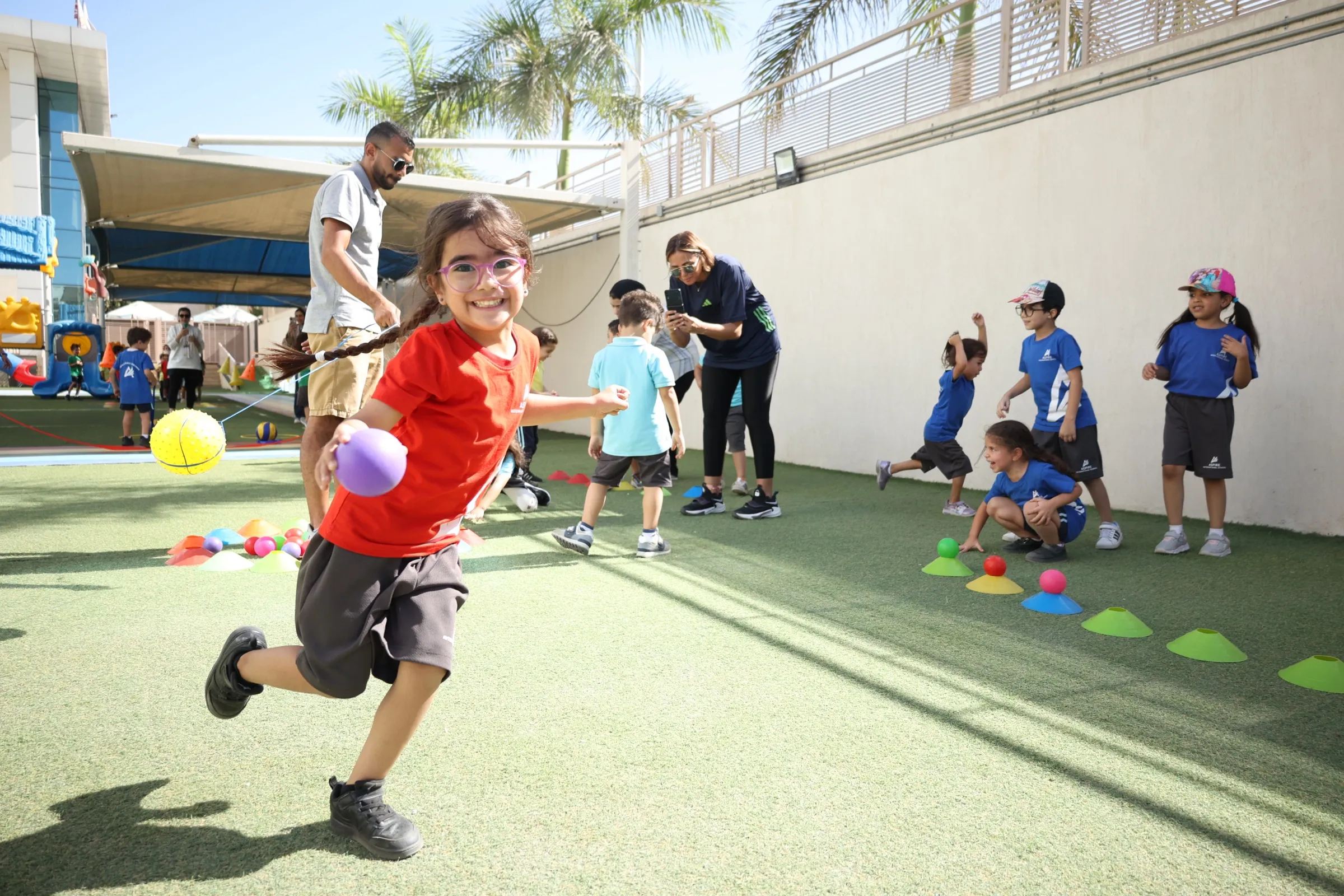 Students learning outdoors on campus